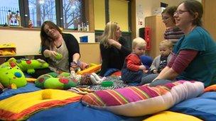 Mums and children at a Sure Start Centre in Gateshead