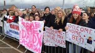 Families waiting for HMS Illustrious