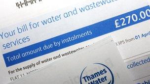 File photo of a Thames Water bill