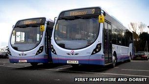 First Hampshire and Dorset buses in Weymouth