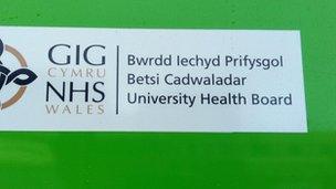 Betsi Cadwaladr University Health Board sign