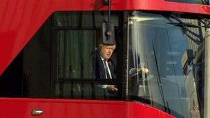 Boris Johnston driving a Wrightbus vehicle