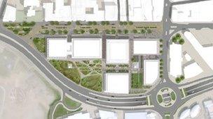 Vision of the new office blocks