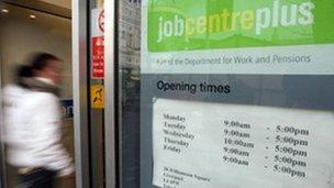 Woman entering a job centre