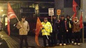 Bus depot picket line