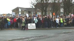 Protestors outside Withybush Hospital