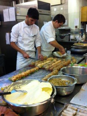 Chefs in the kitchen of the Belvedere