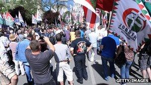 A Jobbik party rally in Budapest