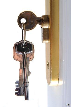 Keys in a door