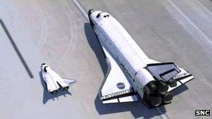 Artist's impression of Dream Chaser and shuttle