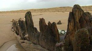 Shipwrecks on Llanelli beach