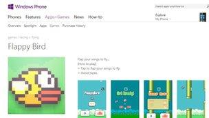 Flappy Bird Windows Phone page