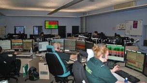 Ambulance control room in Bedford