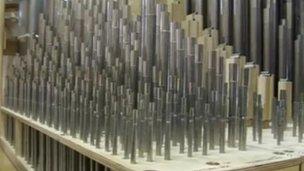 Some of organ's 4,870 pipes