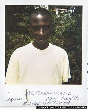 A Polaroid photo taken of Jean Baptiste at an orphanage in Byumba, January 1995