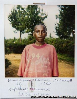 A Polaroid photo taken of Flodouard at an orphanage in Byumba, January 1995