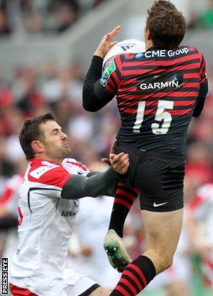 Jared Payne was sent-off for this challenge on Saracens full-back Alex Goode