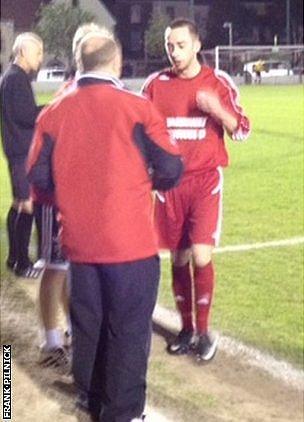 Kyle Hampshire celebrates scoring the winner with Gary MacDonald