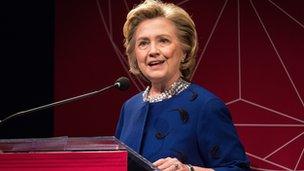 Hillary Clinton speaks in New York on 3 April, 2014.