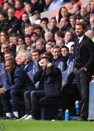 Tim Sherwood invites a Spurs fan into the dugout