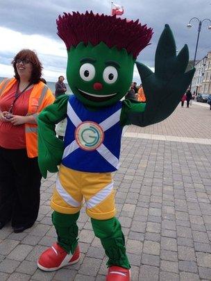 Mascot Clyde in Aberystwyth