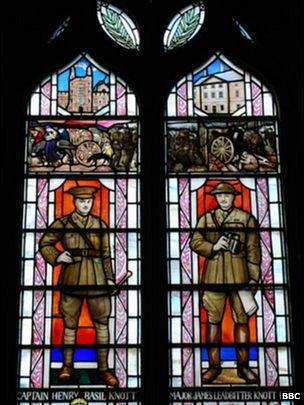 Stained glass window dedicated to Basil & James Knott