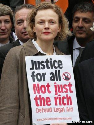 Maxine Peake at protest against legal aid cuts