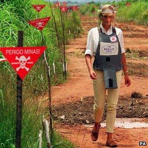 Princess Diana visiting a minefield