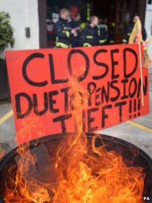 Firefighters on strike in July 2014