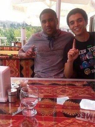 Lucas Van Hessche and Abdelmalek Boutalliss in Turkey before they entered Syria