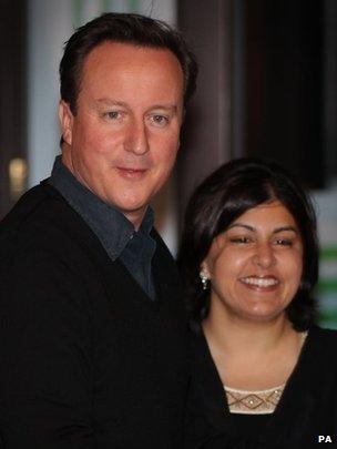 David Cameron and Baroness Warsi