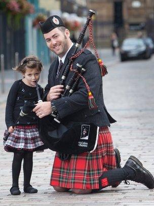 Grace Carruthers and Andrew Douglas, Pipe Sergeant of the Stuart Highlanders,