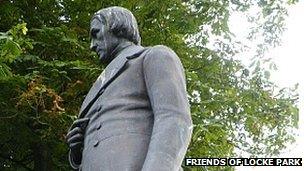 Joseph Locke statue in the Barnsley Park named in his honour