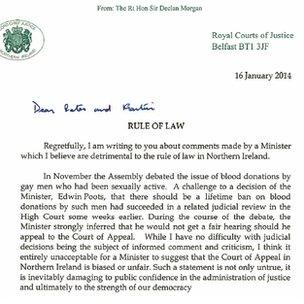 Sir Declan Morgan letter