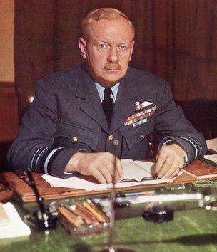 English Air Force officer Arthur Harris, who, as commander-in-chief Bomber Command RAF, earned the nickname 'Bomber Harris'