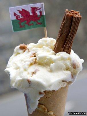 Ice cream cone with a Welsh flag