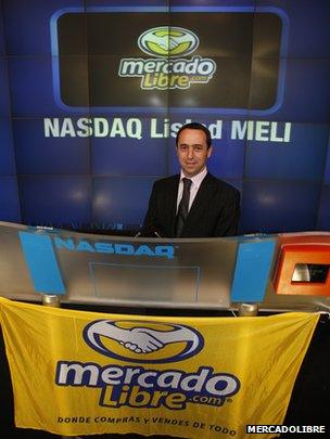 Marcos Galperin launching the firm's IPO in 2007