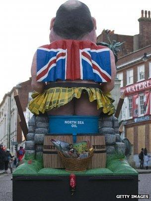 A back view of the Alex Salmond effigy