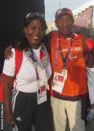 Junior standing with Tessa Sanderson at the 2012 Paralympic Games