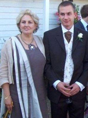 Valerie Graves with her son Tim at her daughter Jemima's wedding