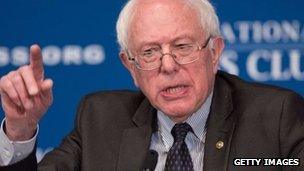 Potential Democratic US presidential candidate Senator Bernie Sanders of Vermont speaks at the National Press Club in Washington, DC 9 March 2015