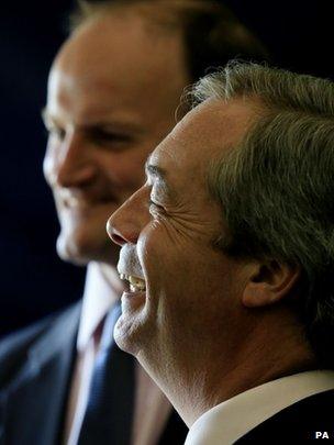 Douglas Carswell and Nigel Farage share a joke