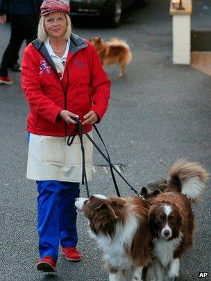 Jules O'Dwyer walks her dogs