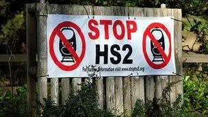 Anti HS2 sign in Whittington, Staffordshire