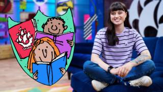 Blue Peter Book Badge and Abby.