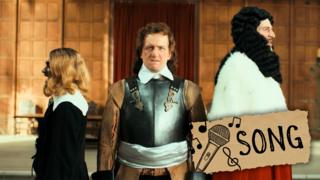 Image of Horrible Histories cast dressed as Oliver Cromwell, Richard Cromwell and Charles II.