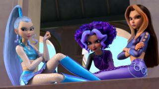 Three witches are posing together