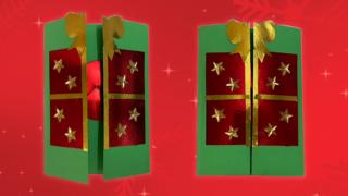 Green Christmas card with henry the dog on it.