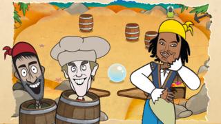 Gem and the pirate in the Swashbubble game