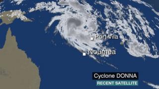 BBC Weather satellite showing the cloud formation associated with Cyclone Donna